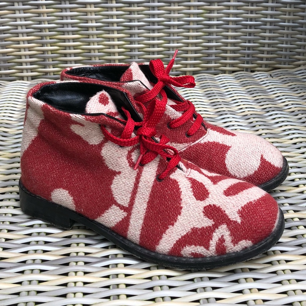 Rundholz German Wool Leather Boots 37 7 Red Combat